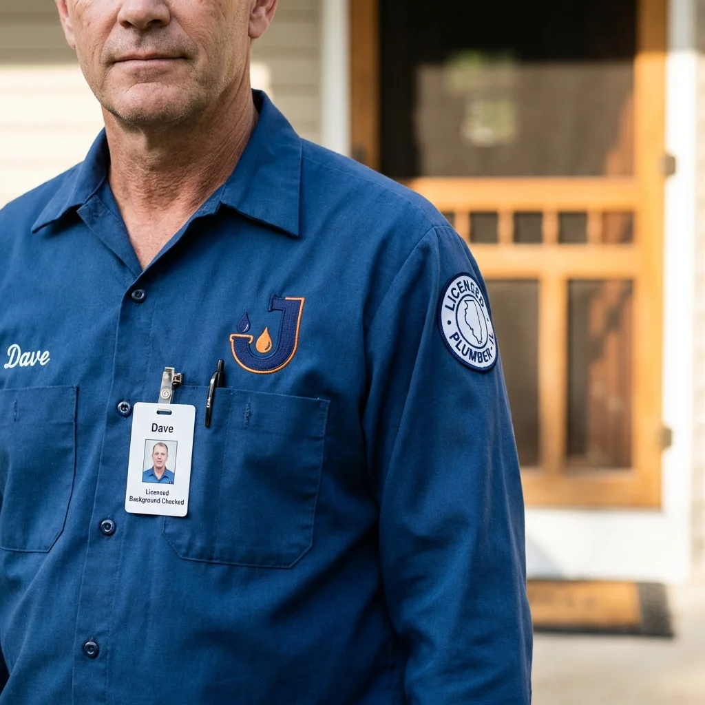 Licensed plumber showing ID badge in Mountainhome, PA