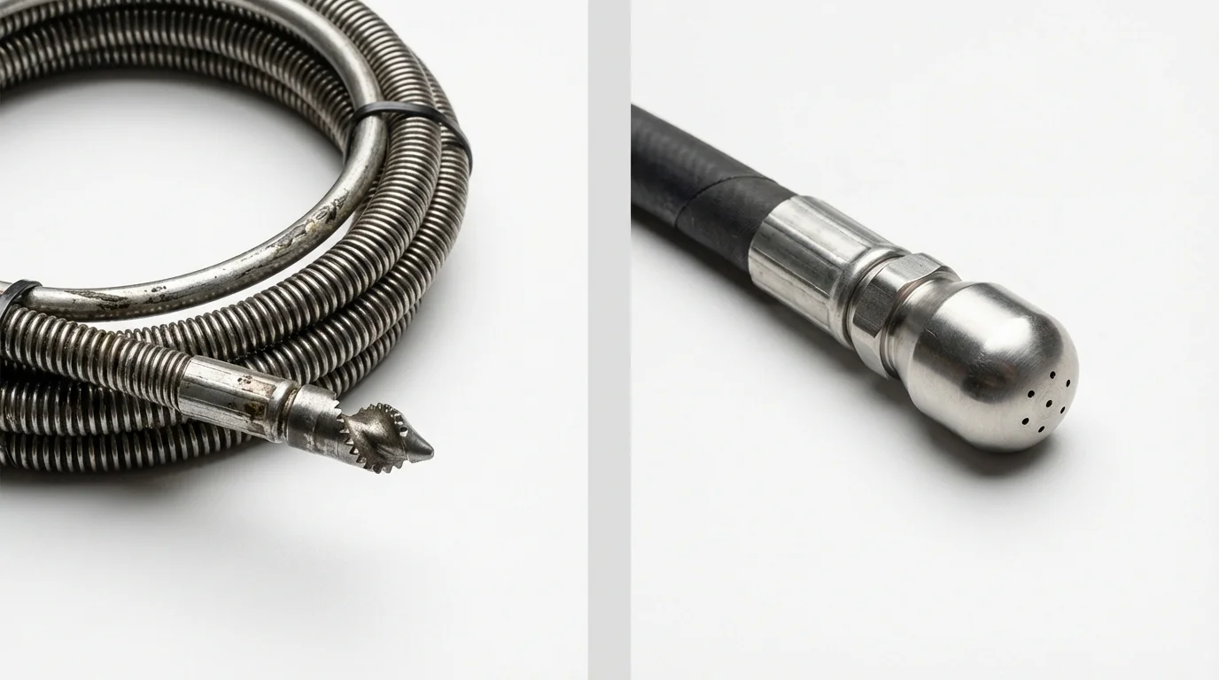 Drain snake cable and hydro jetting nozzle used for drain cleaning in Mountainhome, PA